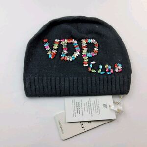 VDP Club Embellished Rhinestone Wool Rabbit Hair Knit Beanie Hat